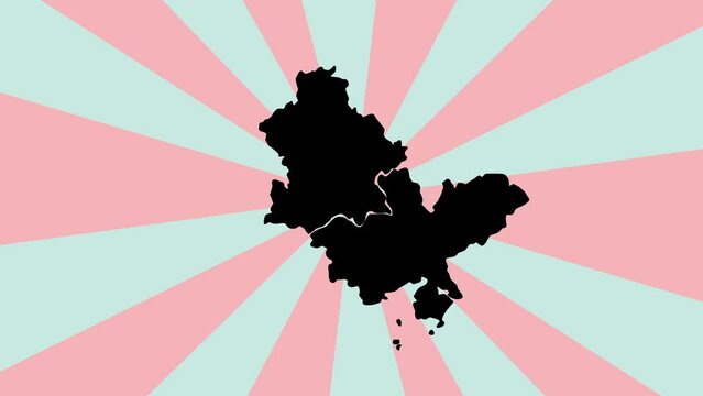 Huizhou city map animation in China with a rotating background