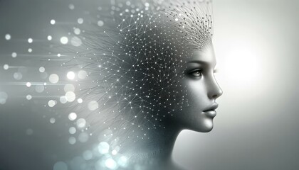 Futuristic Digital Human Face, Technology Concept