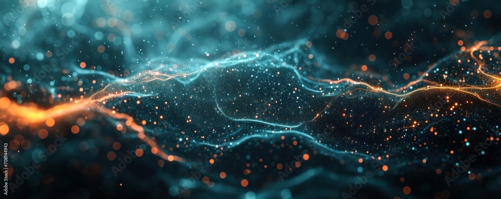 Wall mural technology abstract particle wave background
