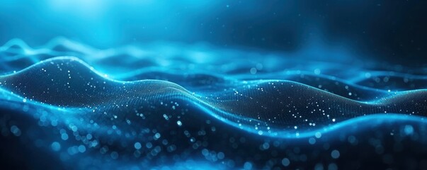 Abstract Blue Particle Wave Background