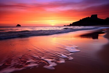 PC0006615 spectacular beach at dusk wallpaper, time-lapse high resolution, clean detailed