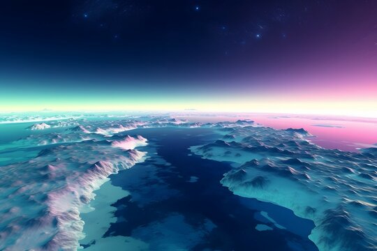 PC0006620 dramatic polar regions of earth at twilight wallpaper, tilt-shift lens, psychedelic art style, high resolution, clean detailed