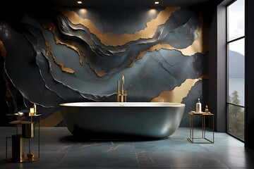Liquid hues of midnight black and opalescent silver converging in a captivating display of contrasts, forming an abstract masterpiece for a unique wallpaperr