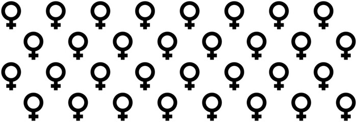 Female gender symbol, seamless pattern.