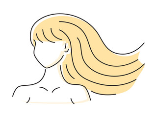 Beautiful girl with a wavy blonde hair vector sketch
