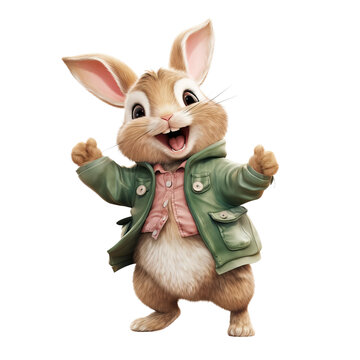 spring easter Bunny watercolor PNG, easter bunny clipart, cute Rabbit illustration digital download