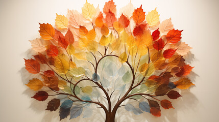 Autumn's Translucent Canopy Radiant Leafy Sunburst Spectrum of Fall Vibrancy Overlapping Nature Artistry