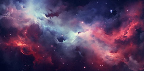 Cosmic Dance of Colors Interstellar Nebula in Shades of Crimson and Sapphire Space Artistry Celestial Phenomenon Wallpaper