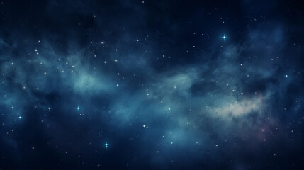 Fototapeta na wymiar Sapphire Night Sky Nebula with Twinkling Stars Cosmic Dust Clouds Deep Space Astronomy Background Wallpaper