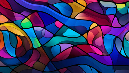 Stained Glass Artistry Fluid Abstract Patterns in Vivid Hues