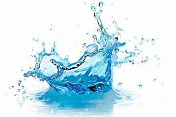 Vivid Blue Water Splash Isolated on White, Perfect for Creative and Dynamic Designs
