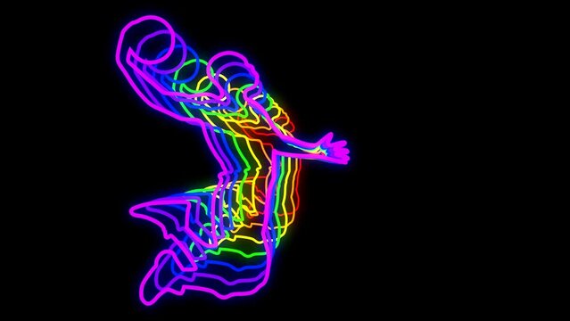 3D Colorful Neon Basketball Player Animation 2