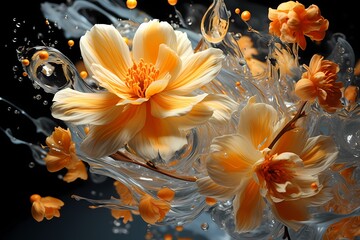 Liquid marigold cascading in slow-motion, capturing the essence of warmth.
