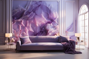Liquid onyx and ethereal lavender converging, resulting in a captivating and mysterious wallpaper