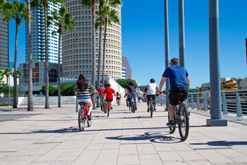Group of People Enjoying Bike Ride in Urban Park