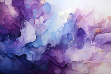 Liquid platinum and cosmic violet merging into a hypnotic abstract landscaper