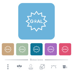 Goal sticker with sharp edges outline flat icons on color rounded square backgrounds