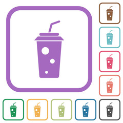 soft drink with straw solid simple icons