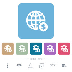 Online Dollar payment flat icons on color rounded square backgrounds