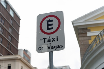 Sign signaling a taxi rank in the commercial district in the city of Salvador, Bahia.