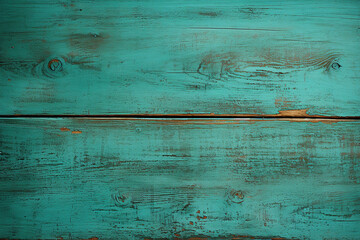 Aged wooden background in green color. Wooden surface in sea green color. Generated by artificial intelligence