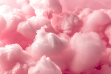 Pink clouds background, sweet cotton candy fluffy texture.