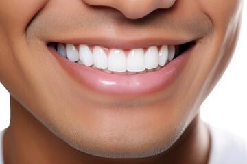 A woman's radiant smile showcases dental beauty and health, emphasizing care and happiness in close-up.