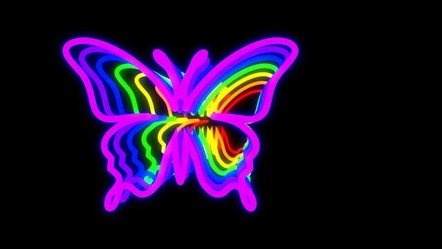 3D Colorful Neon Butterfly Shape Animation