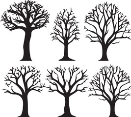 Set Trees. Hand drawn vector illustration