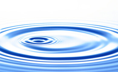 closeup, macro of circular waves on a water surface, caused by a falling water drop