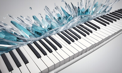 Naklejka premium Craft a top-tier abstract illustration of a piano keyboard with crystal-clear details, ensuring a high-quality and visually appealing wallpaper