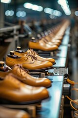 Shoe making line in factory