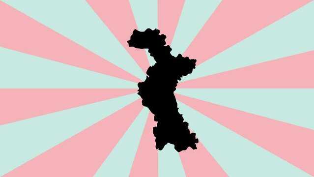 Zibo city map animation in China with a rotating background