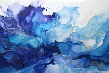 Liquid sunshine merging with cobalt dreams, unveiling a vibrant and uplifting texture