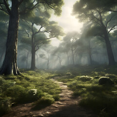 Obraz premium morning in the forest generative ai