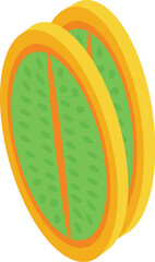 Cutted kiwano fruit icon isometric vector. Seed plant. Leaf fruit farm