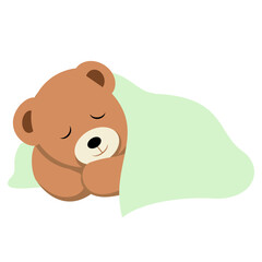 Teddy bear under blanket