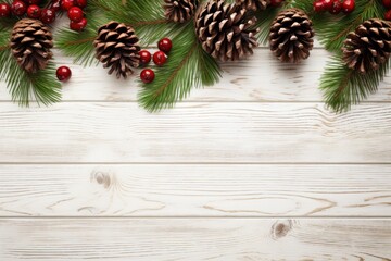 Naklejka na ściany i meble Christmas tree branches and decorations Ai generative