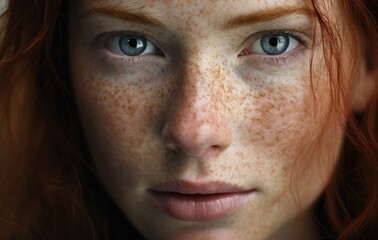 Close up image of a woman with freckle Ai Generative
