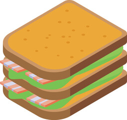 Morning sandwich jamon icon isometric vector. Meat cured dish. Slice animal