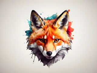 Obraz premium Colorful young fox on white background 