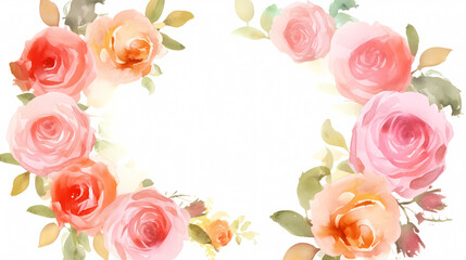Pink rose flower composition background, decorative flower background pattern, floral border background