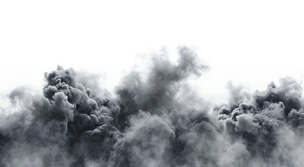 black smoke in the air on white background	
