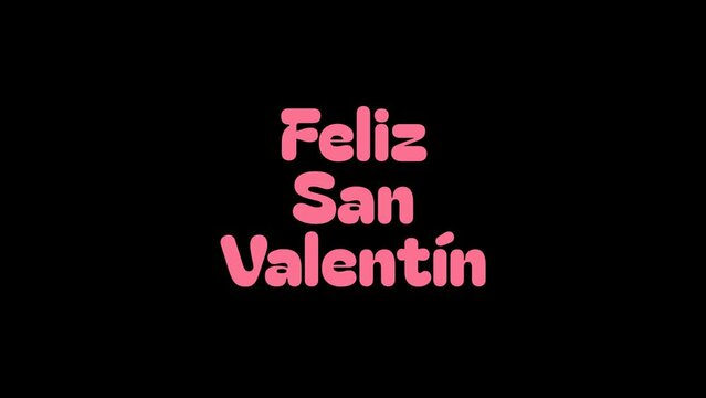 Feliz San Valentín texto de color rosado sin fondo en formato horizontal para redes sociales