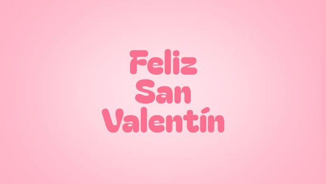 Feliz San Valent&iacute;n texto de color rosado sobre un fondo con degradado rosado en formato horizontal para redes sociales