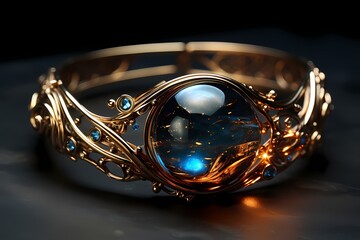 Molten copper and sapphire blue intertwining in a cosmic balletr