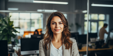Fototapeta premium Female Software Engineer with a Coding Laptop