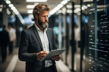 Male IT specialist in server room