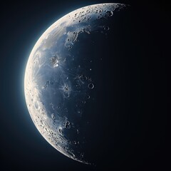 Close up photo of the crescent moon, AI generated Image