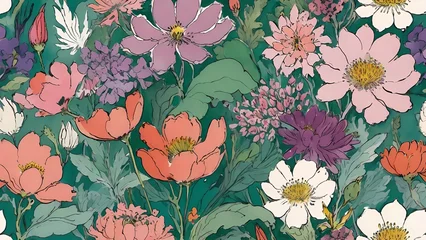 Zelfklevend Fotobehang floral pattern with flowers © CreativeVirginia